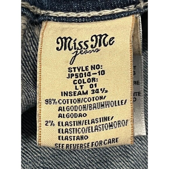 Miss Me Womens Boot Cut Jeans Size 28 Distressed Jewel Stretch Denim Y2K EUC - Picture 10 of 12